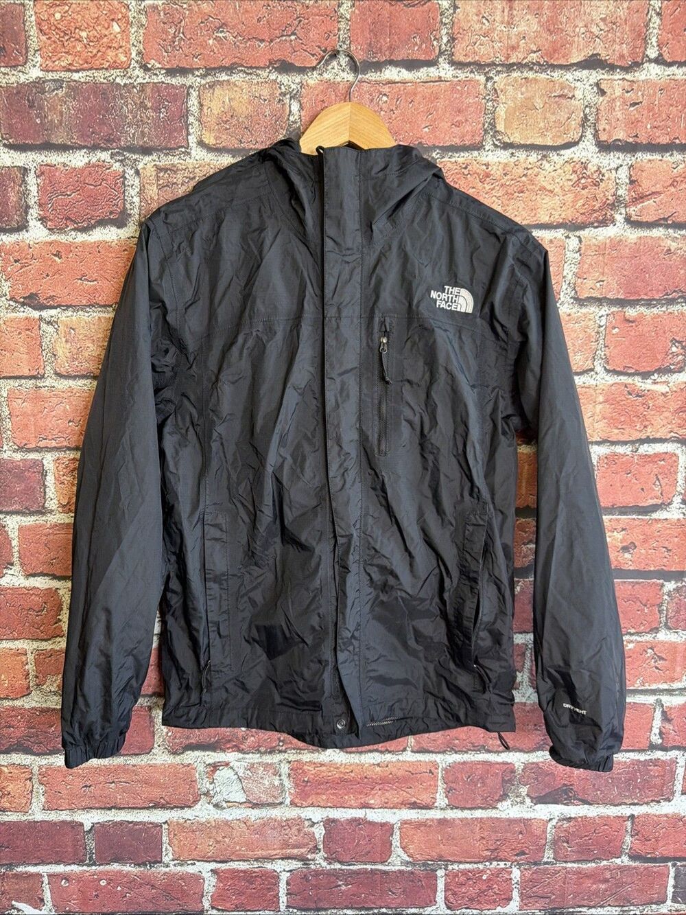 The North Face Jacket Mens Small Black DryVent Hooded Windbreaker Full Zip Rain